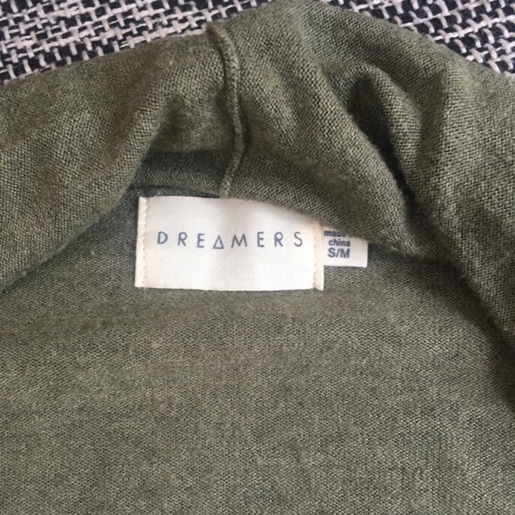 Dreamers Open Front Green Knit Shawl Cardigan S/M - Picture 5 of 6